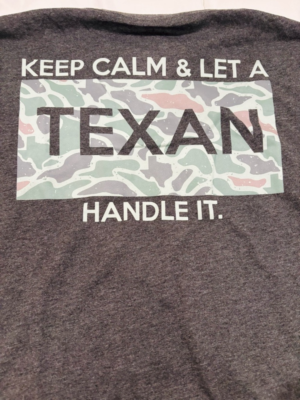 Burlebo NWT Keep Calm Texan Graphic T-Shirt - Dark Gray